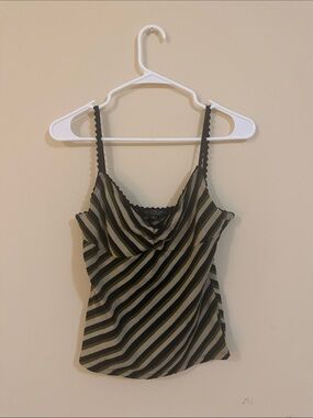 Rampage Black & Olive Striped Cowl Neck Camisole